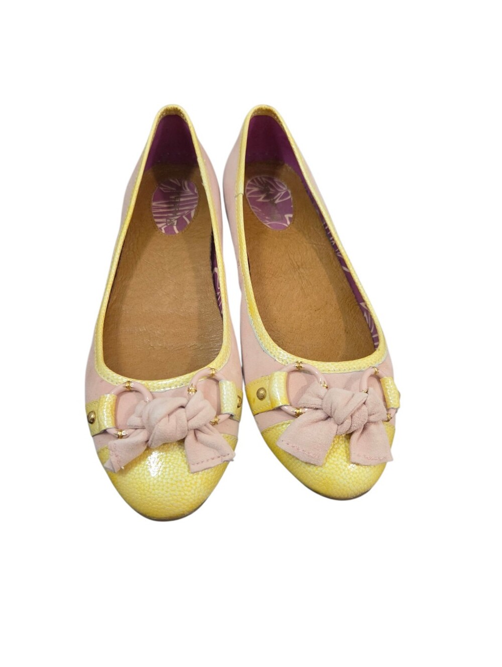 Sperry Top-Sider Suede & Leather Ballet Flats Pink Yellow Bow Womens Size 8M - Picture 4 of 8
